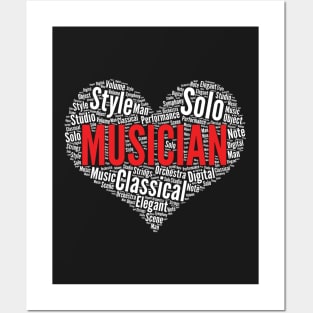 Musician Heart Shape Word Cloud design Posters and Art